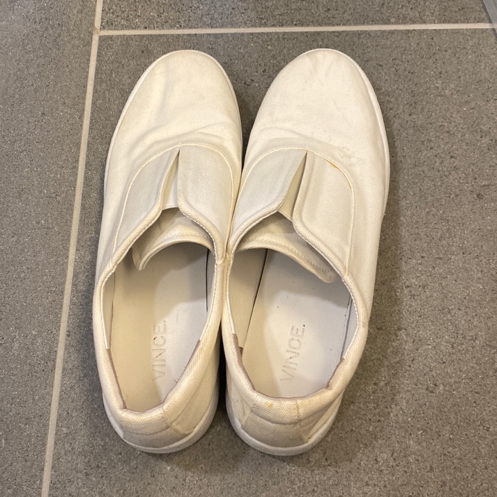 Vince White Slip-Ons